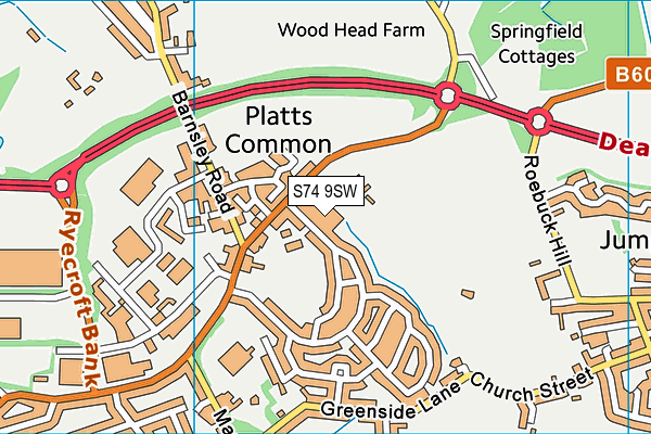 S74 9SW map - OS VectorMap District (Ordnance Survey)