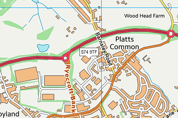 S74 9TF map - OS VectorMap District (Ordnance Survey)