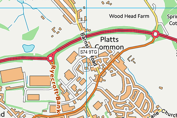 S74 9TG map - OS VectorMap District (Ordnance Survey)