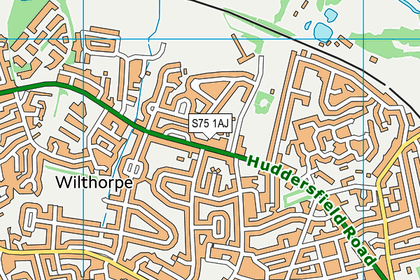 S75 1AJ map - OS VectorMap District (Ordnance Survey)