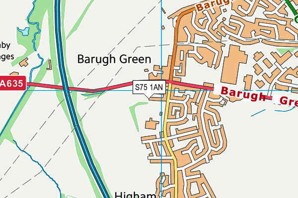 S75 1AN map - OS VectorMap District (Ordnance Survey)