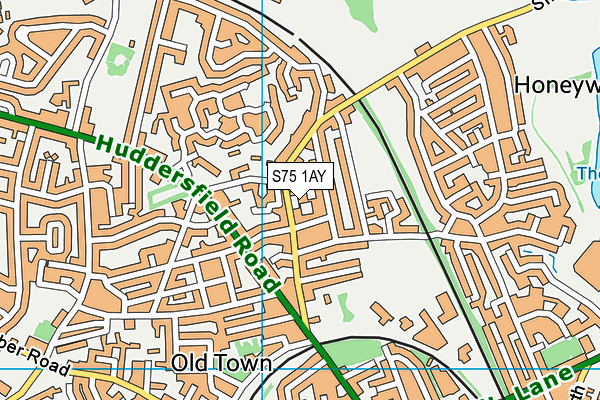 S75 1AY map - OS VectorMap District (Ordnance Survey)