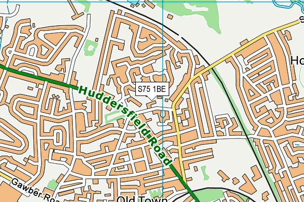 S75 1BE map - OS VectorMap District (Ordnance Survey)