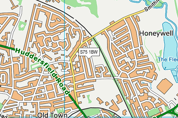 S75 1BW map - OS VectorMap District (Ordnance Survey)