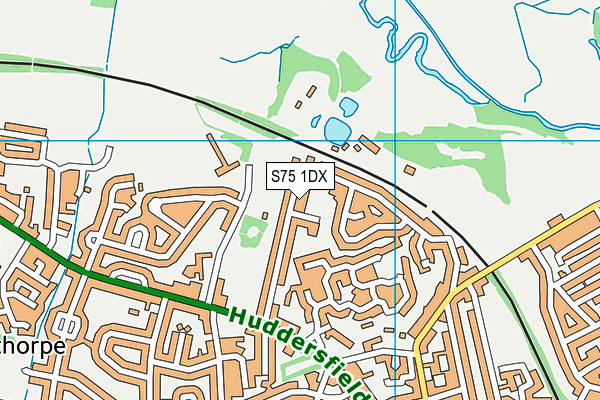 S75 1DX map - OS VectorMap District (Ordnance Survey)