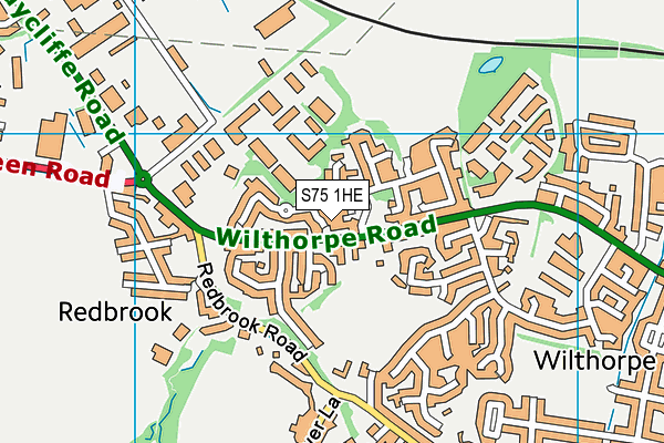 S75 1HE map - OS VectorMap District (Ordnance Survey)