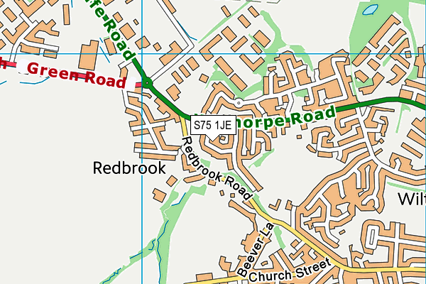 S75 1JE map - OS VectorMap District (Ordnance Survey)