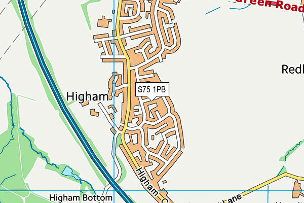 S75 1PB map - OS VectorMap District (Ordnance Survey)