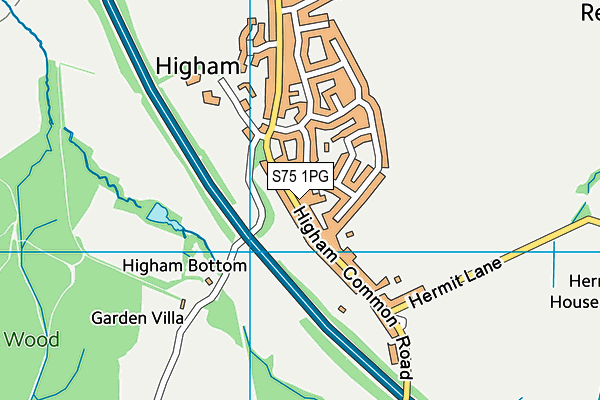 S75 1PG map - OS VectorMap District (Ordnance Survey)