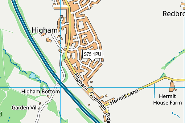 S75 1PU map - OS VectorMap District (Ordnance Survey)