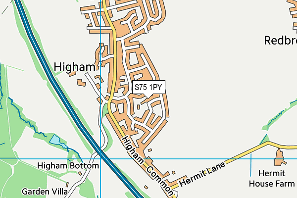 S75 1PY map - OS VectorMap District (Ordnance Survey)