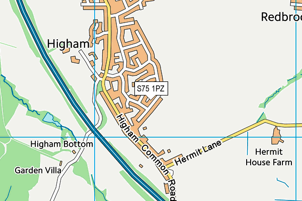 S75 1PZ map - OS VectorMap District (Ordnance Survey)