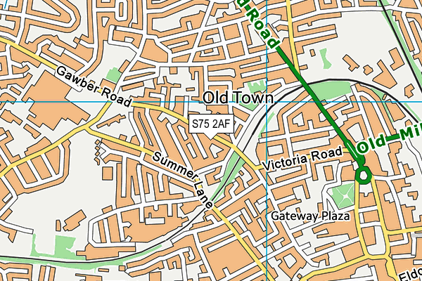 S75 2AF map - OS VectorMap District (Ordnance Survey)