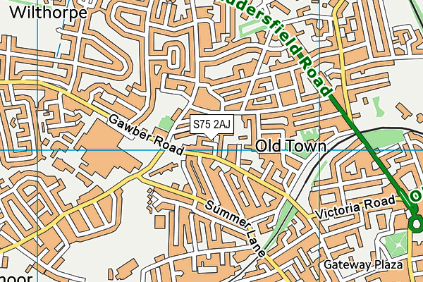 S75 2AJ map - OS VectorMap District (Ordnance Survey)