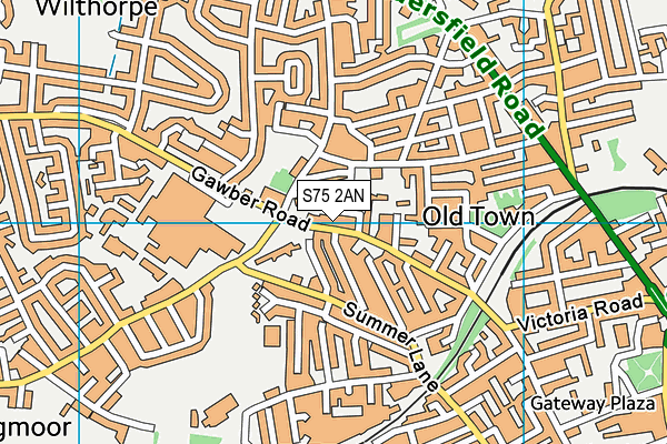 S75 2AN map - OS VectorMap District (Ordnance Survey)