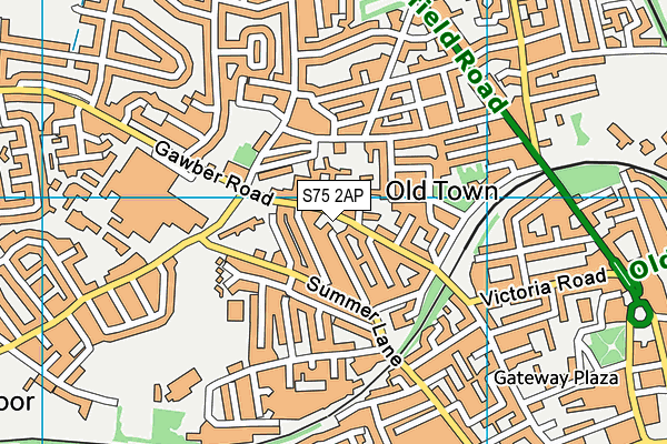 S75 2AP map - OS VectorMap District (Ordnance Survey)