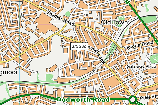 S75 2BZ map - OS VectorMap District (Ordnance Survey)