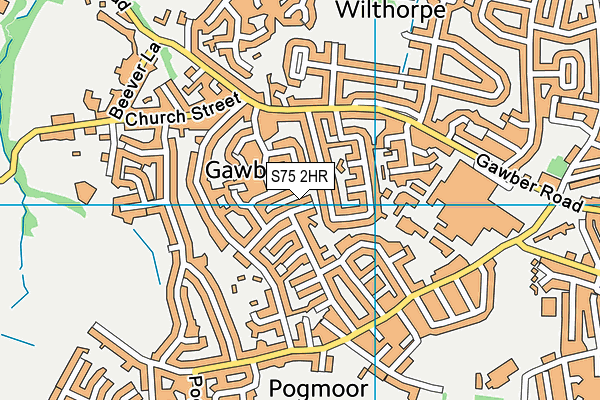 S75 2HR map - OS VectorMap District (Ordnance Survey)