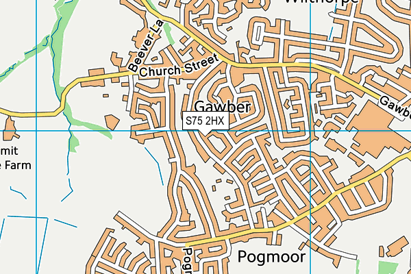 S75 2HX map - OS VectorMap District (Ordnance Survey)