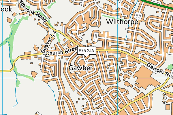 S75 2JA map - OS VectorMap District (Ordnance Survey)