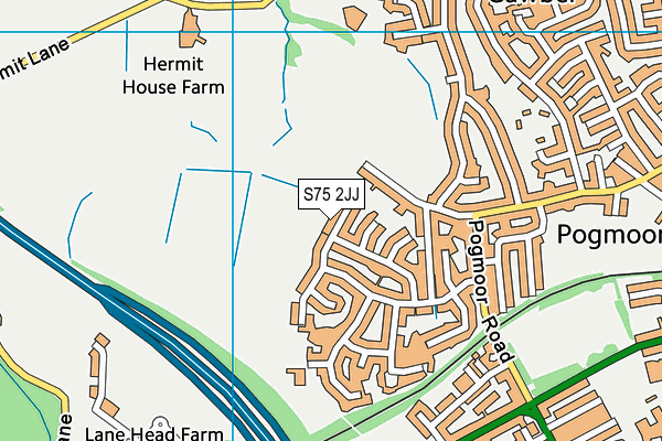 S75 2JJ map - OS VectorMap District (Ordnance Survey)