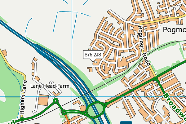 S75 2JS map - OS VectorMap District (Ordnance Survey)