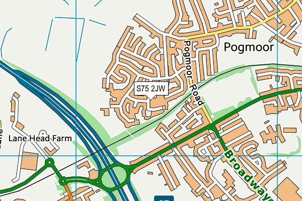 S75 2JW map - OS VectorMap District (Ordnance Survey)