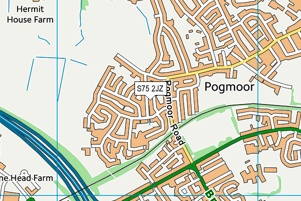 S75 2JZ map - OS VectorMap District (Ordnance Survey)