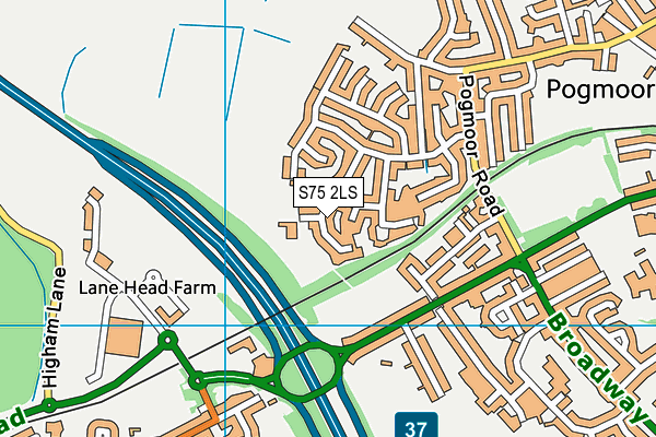 S75 2LS map - OS VectorMap District (Ordnance Survey)