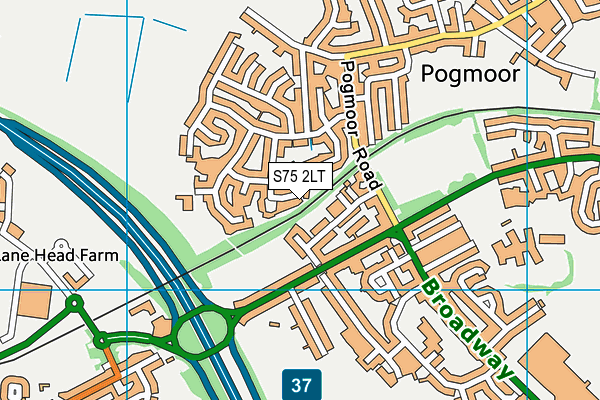 S75 2LT map - OS VectorMap District (Ordnance Survey)