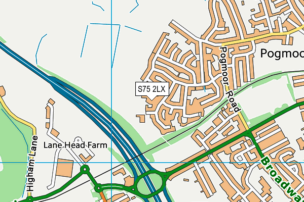 S75 2LX map - OS VectorMap District (Ordnance Survey)