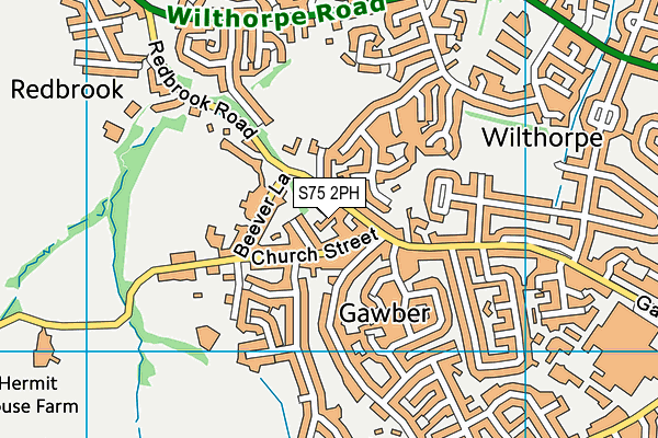 S75 2PH map - OS VectorMap District (Ordnance Survey)