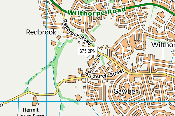 S75 2PN map - OS VectorMap District (Ordnance Survey)