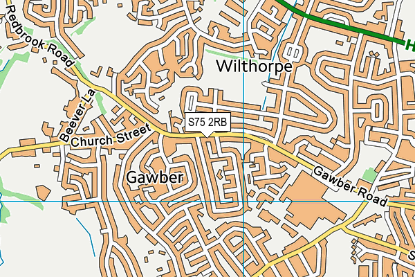 S75 2RB map - OS VectorMap District (Ordnance Survey)