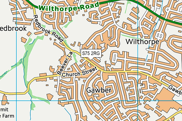 S75 2RG map - OS VectorMap District (Ordnance Survey)