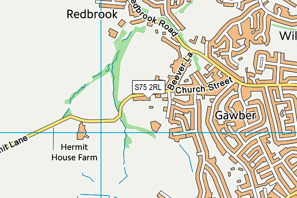 S75 2RL map - OS VectorMap District (Ordnance Survey)