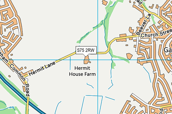 S75 2RW map - OS VectorMap District (Ordnance Survey)