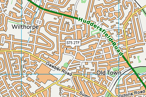 S75 2TF map - OS VectorMap District (Ordnance Survey)