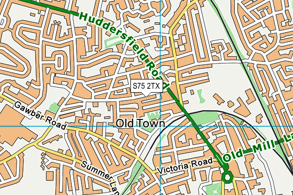 S75 2TX map - OS VectorMap District (Ordnance Survey)