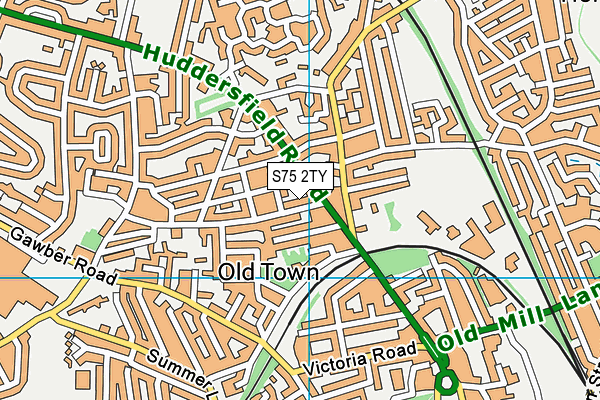 S75 2TY map - OS VectorMap District (Ordnance Survey)