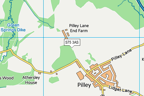 S75 3AS map - OS VectorMap District (Ordnance Survey)