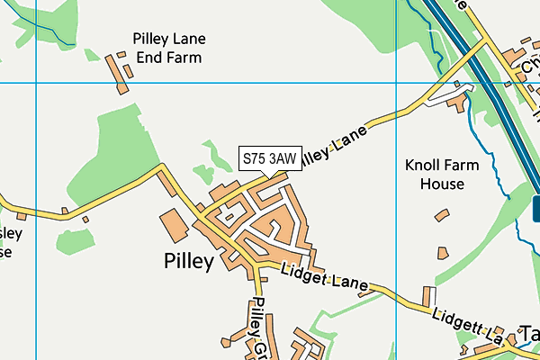 S75 3AW map - OS VectorMap District (Ordnance Survey)