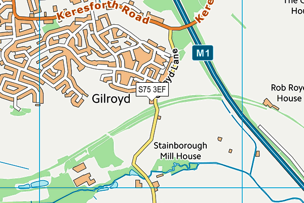 S75 3EF map - OS VectorMap District (Ordnance Survey)