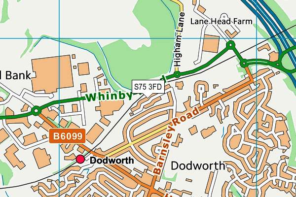 S75 3FD map - OS VectorMap District (Ordnance Survey)