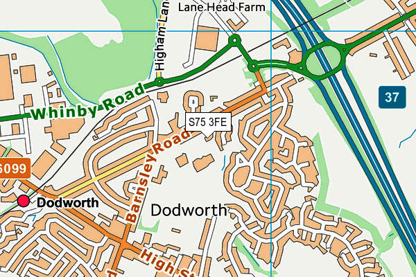 S75 3FE map - OS VectorMap District (Ordnance Survey)