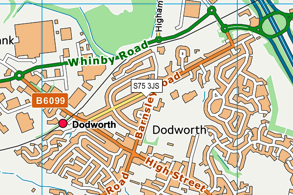 Dodworth St John the Baptist CofE Primary Academy map (S75 3JS) - OS VectorMap District (Ordnance Survey)