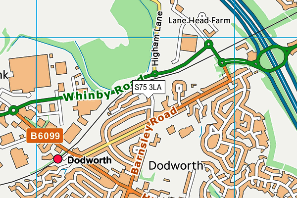 S75 3LA map - OS VectorMap District (Ordnance Survey)