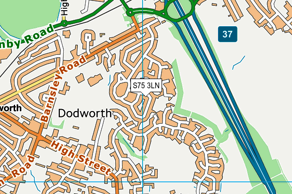 S75 3LN map - OS VectorMap District (Ordnance Survey)