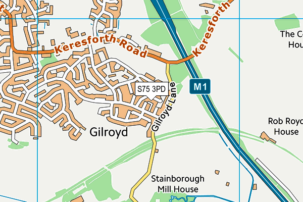 S75 3PD map - OS VectorMap District (Ordnance Survey)