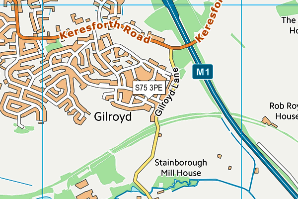 S75 3PE map - OS VectorMap District (Ordnance Survey)